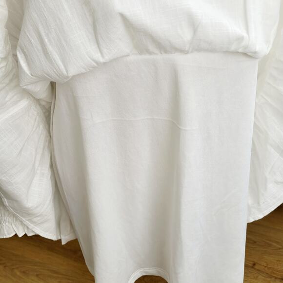 NWT Altar'd State Cotton Ruffled Tiered Mini Dress Size L White Boho Chic Flowy - Picture 9 of 14